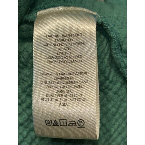 We The Free Medium Cardiff Cotton Gauze Shirt Green Oversized Lagenlook Raw Hem - Picture 8 of 12